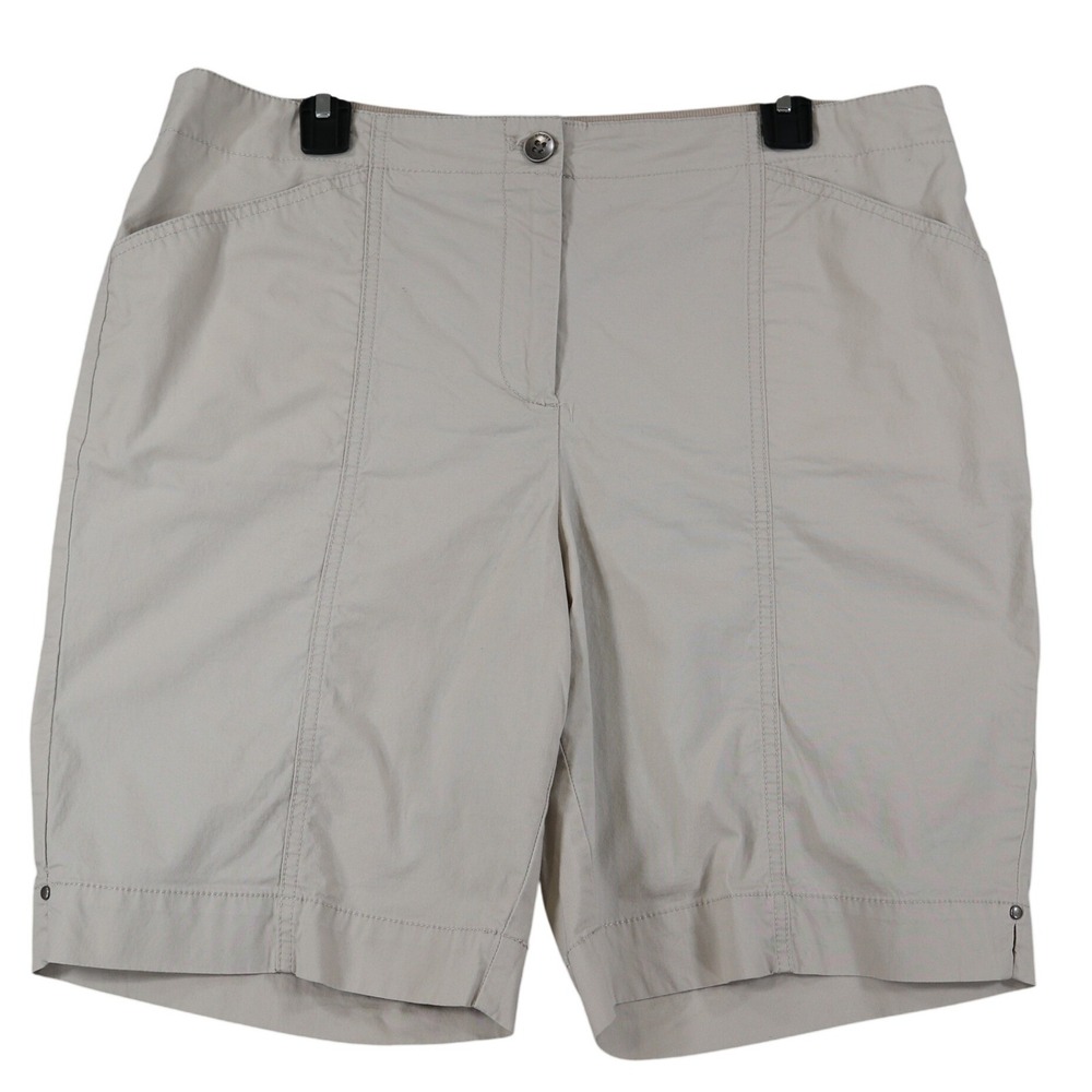 Chicos Shorts Womens 12 Beige Stretch Cotton Elastic Waist Casual Summer